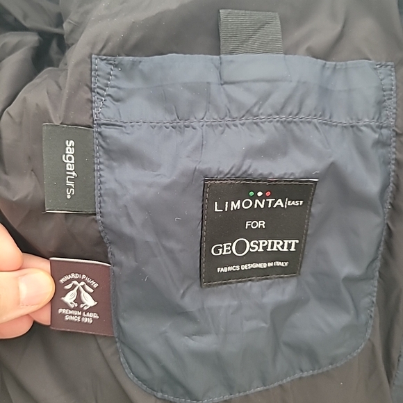 Geospirit Blue Knee-Length Goose Down Puffer Coat with High Collar Size S - Picture 12 of 16